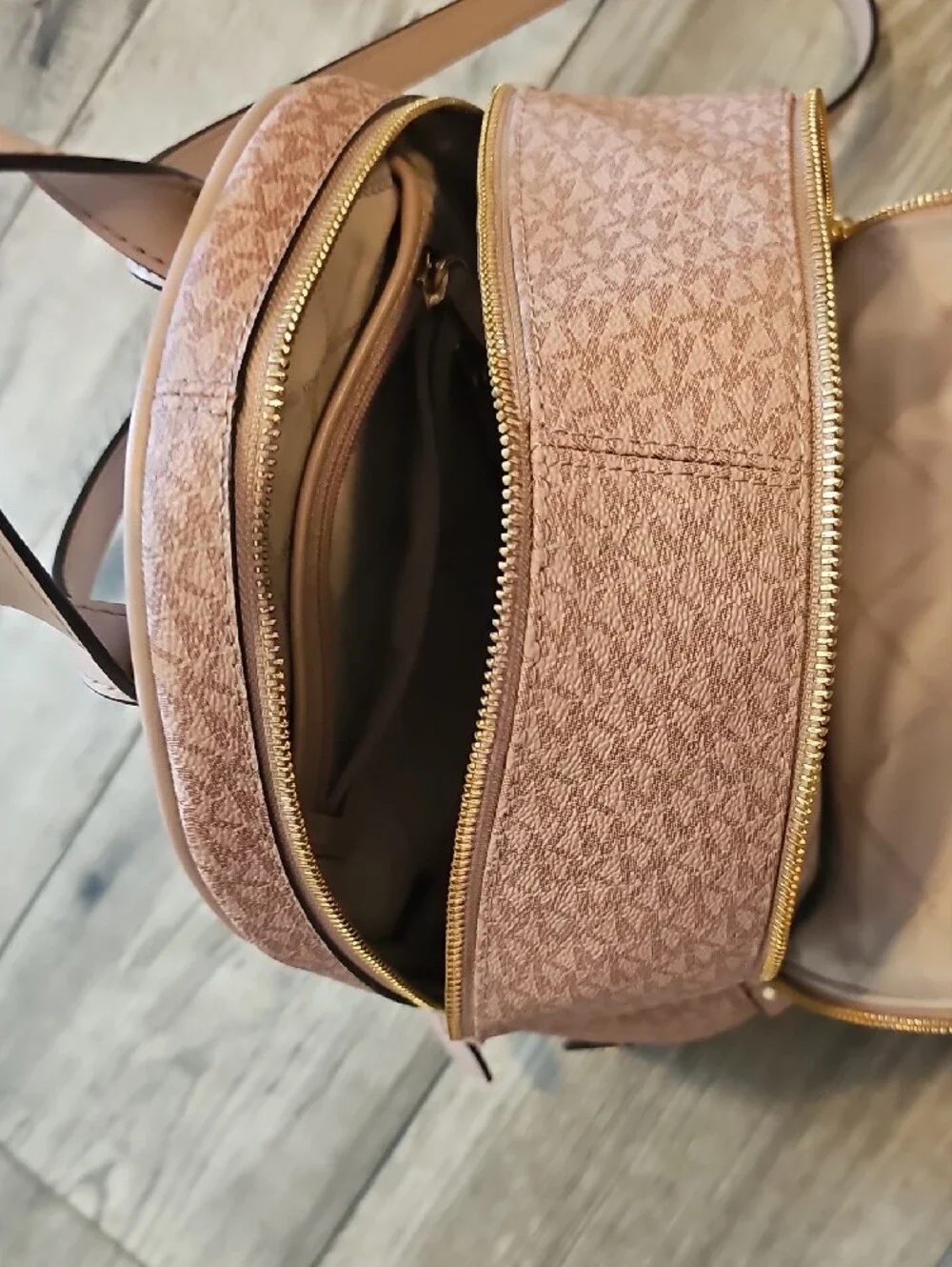 Michael Kors Two-Tone Pink & Cream Logo Backpack